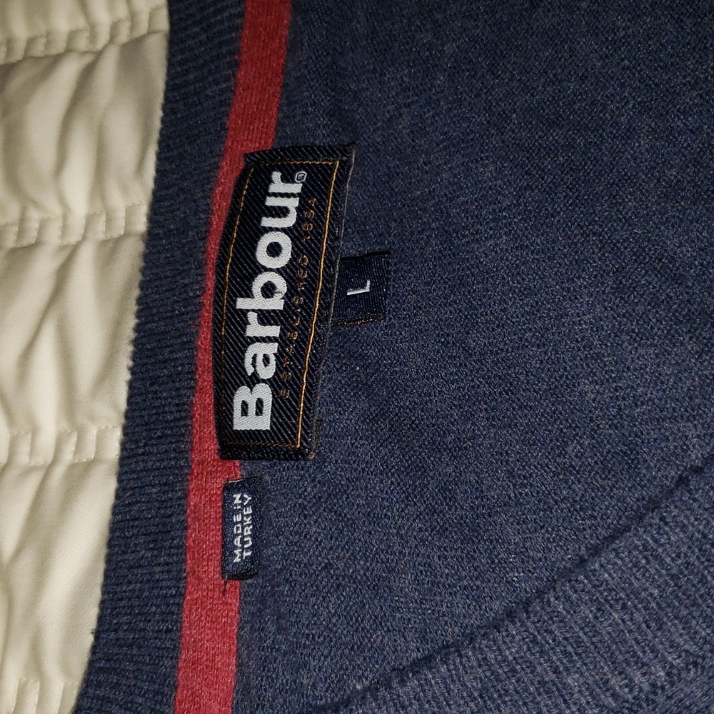 Barbour gray wool v neck sweater